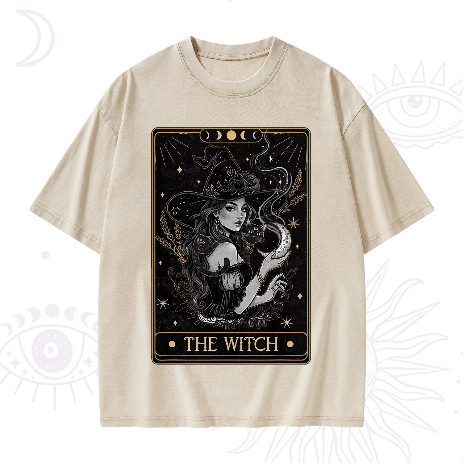 Purplehecate The Witch Enchanted Tarot Card Washed T-Shirt
