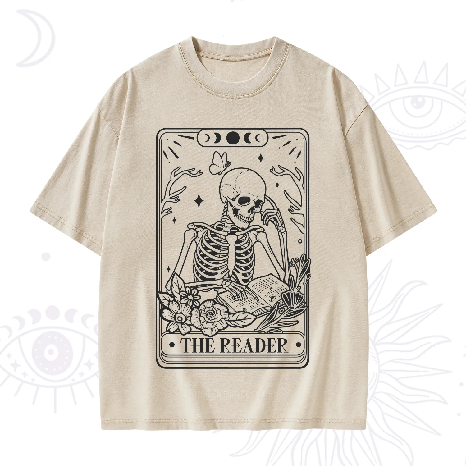 Purplehecate The Reader Tarot Skeleton Washed T-Shirt