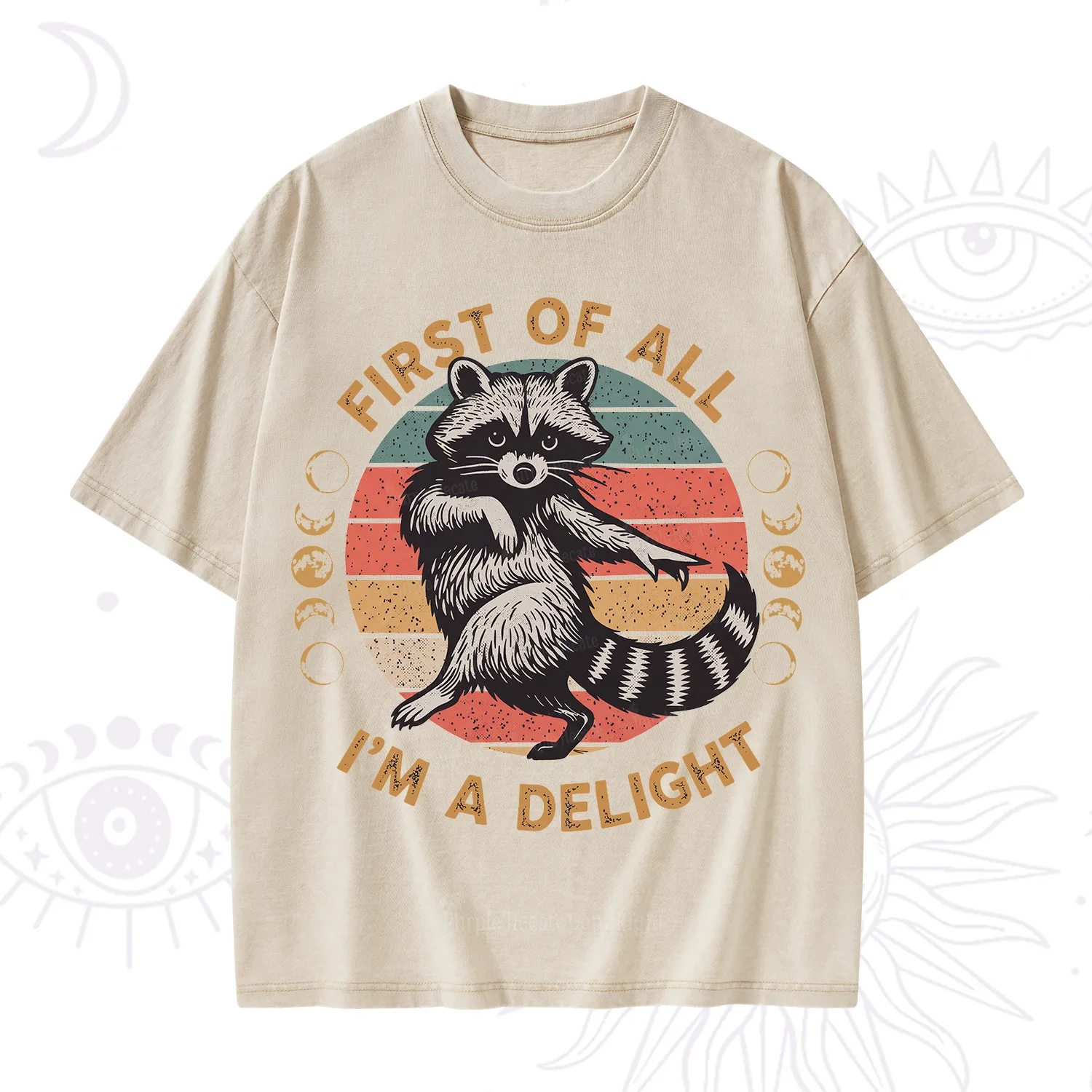 Purplehecate First of All I'm A Delight Raccoon Washed T-Shirt