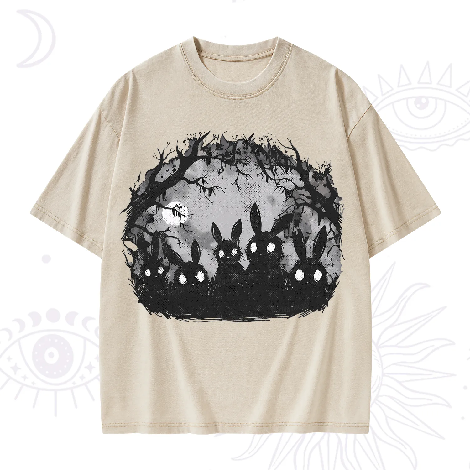 Purplehecate Creepy Weirdcore Bunny Washed T-Shirt
