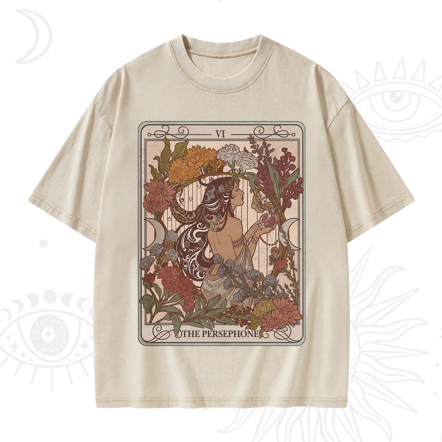 Purplehecate The Persephone Goddess Tarot Card Washed T-Shirt