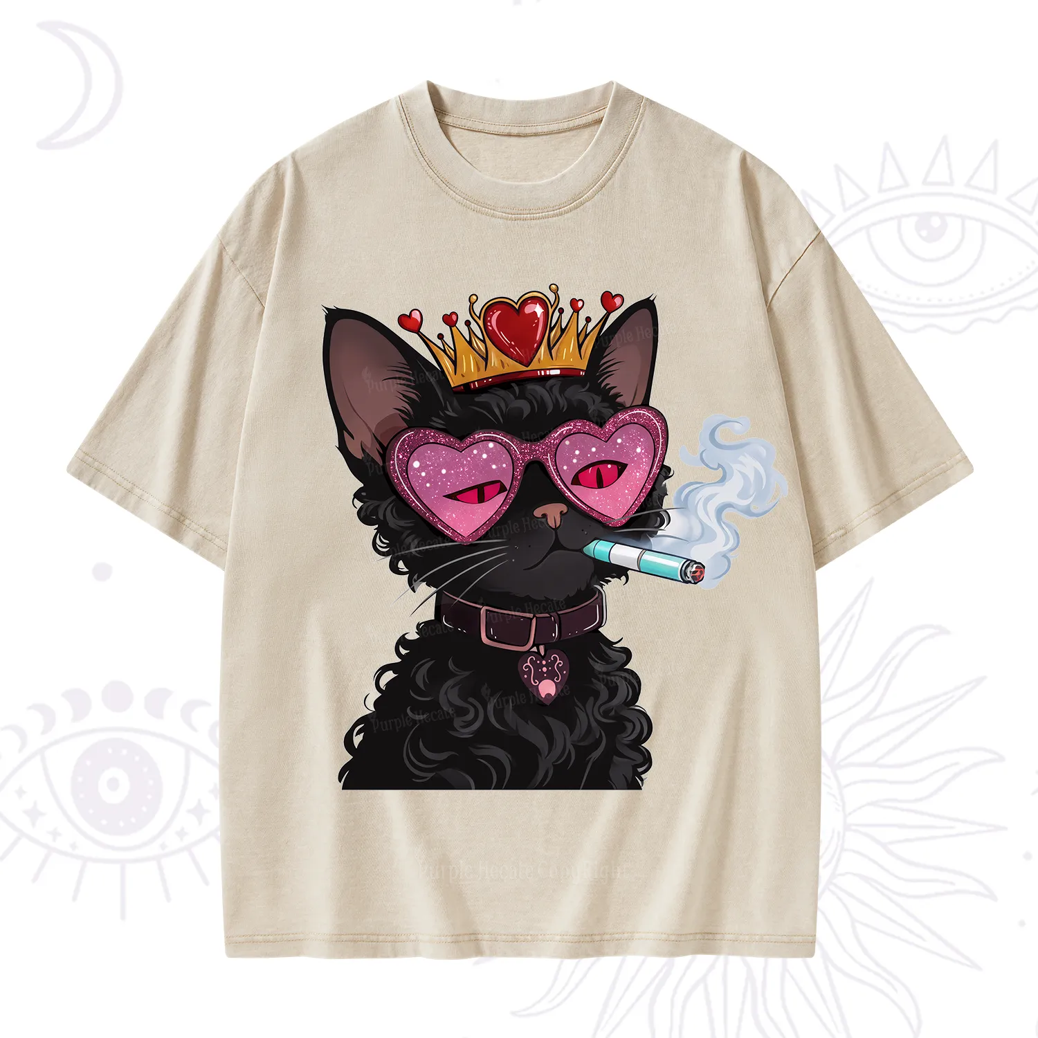 Purplehecate Join the Baddie Era Queen Cat Washed T-Shirt