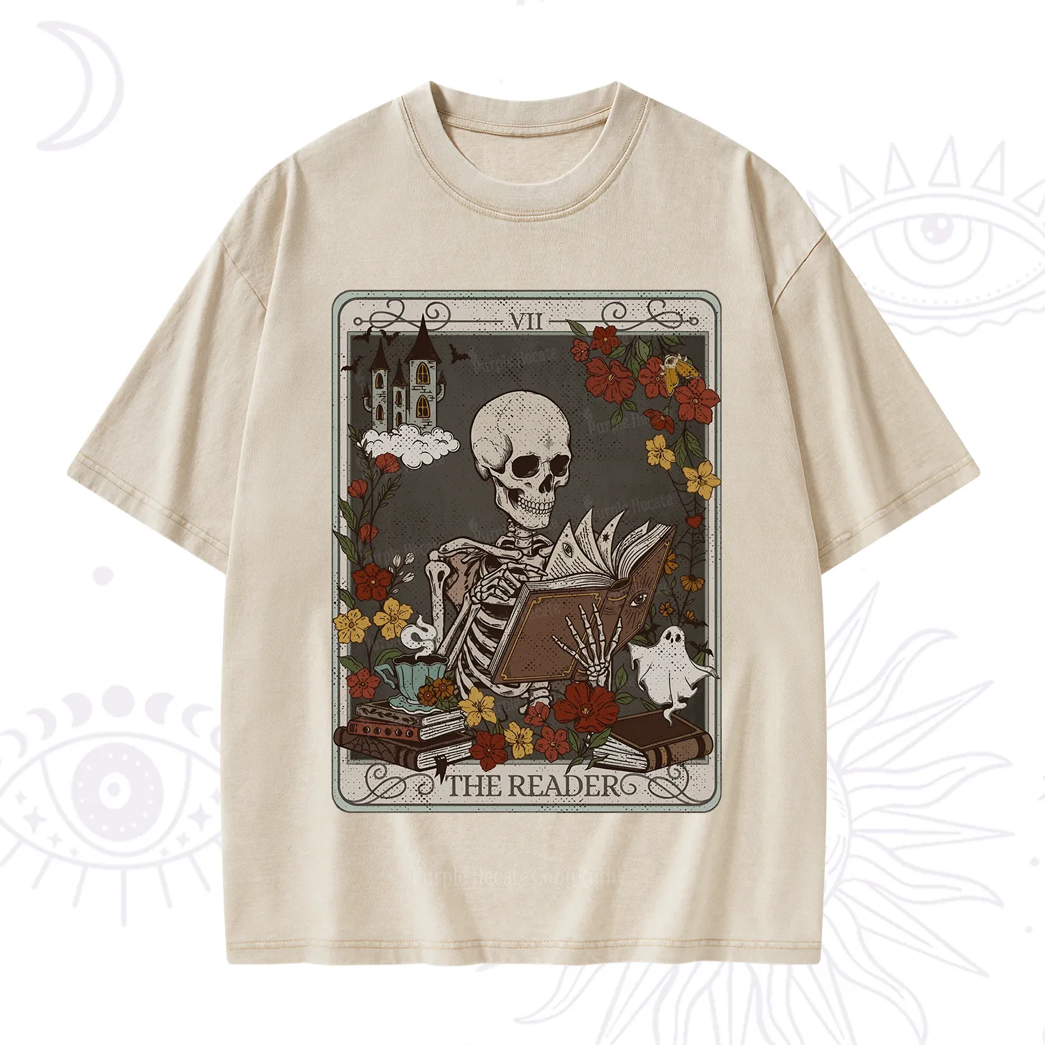 Purplehecate The Reader Tarot Card Washed T-Shirt
