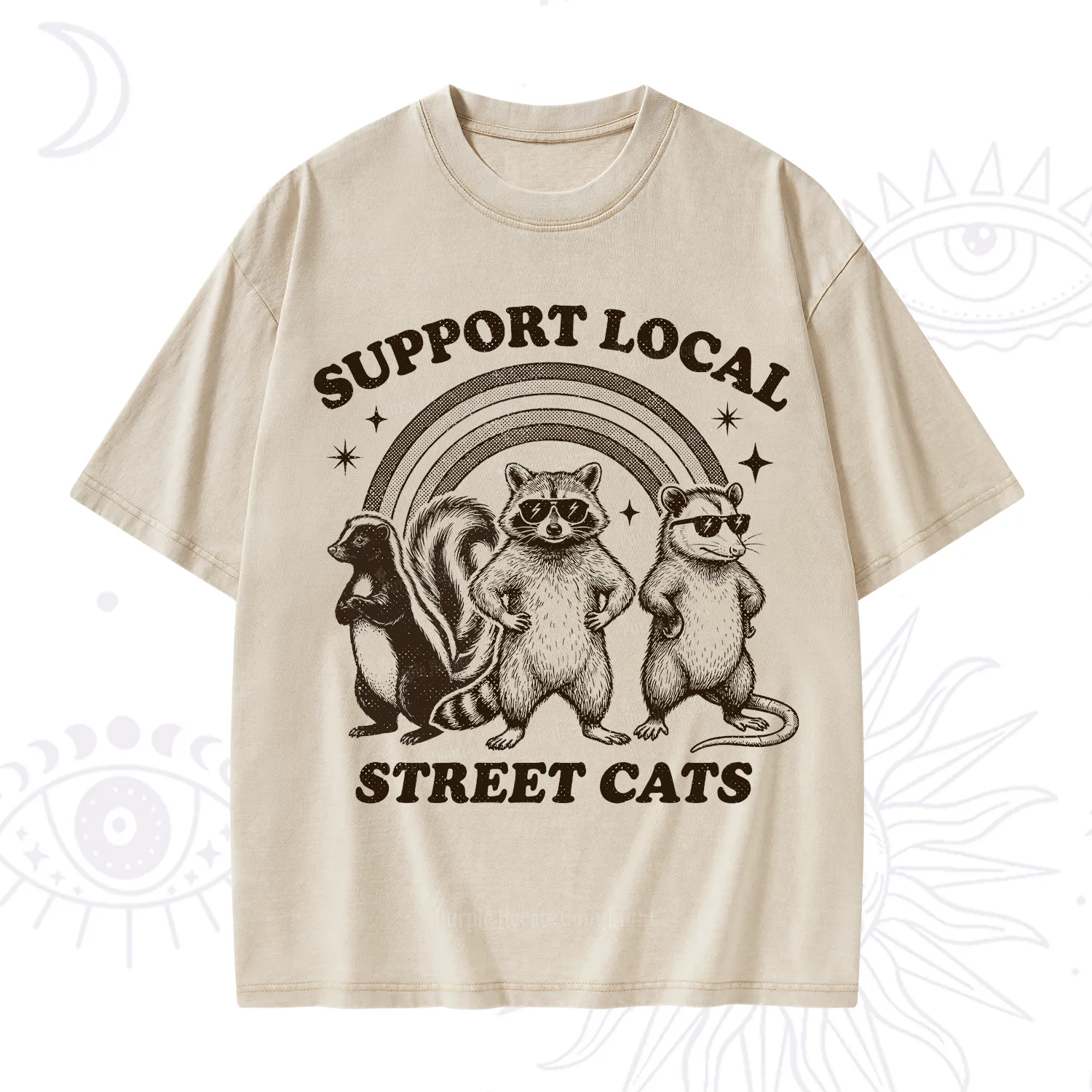 Purplehecate Support your local street cats Washed T-Shirt