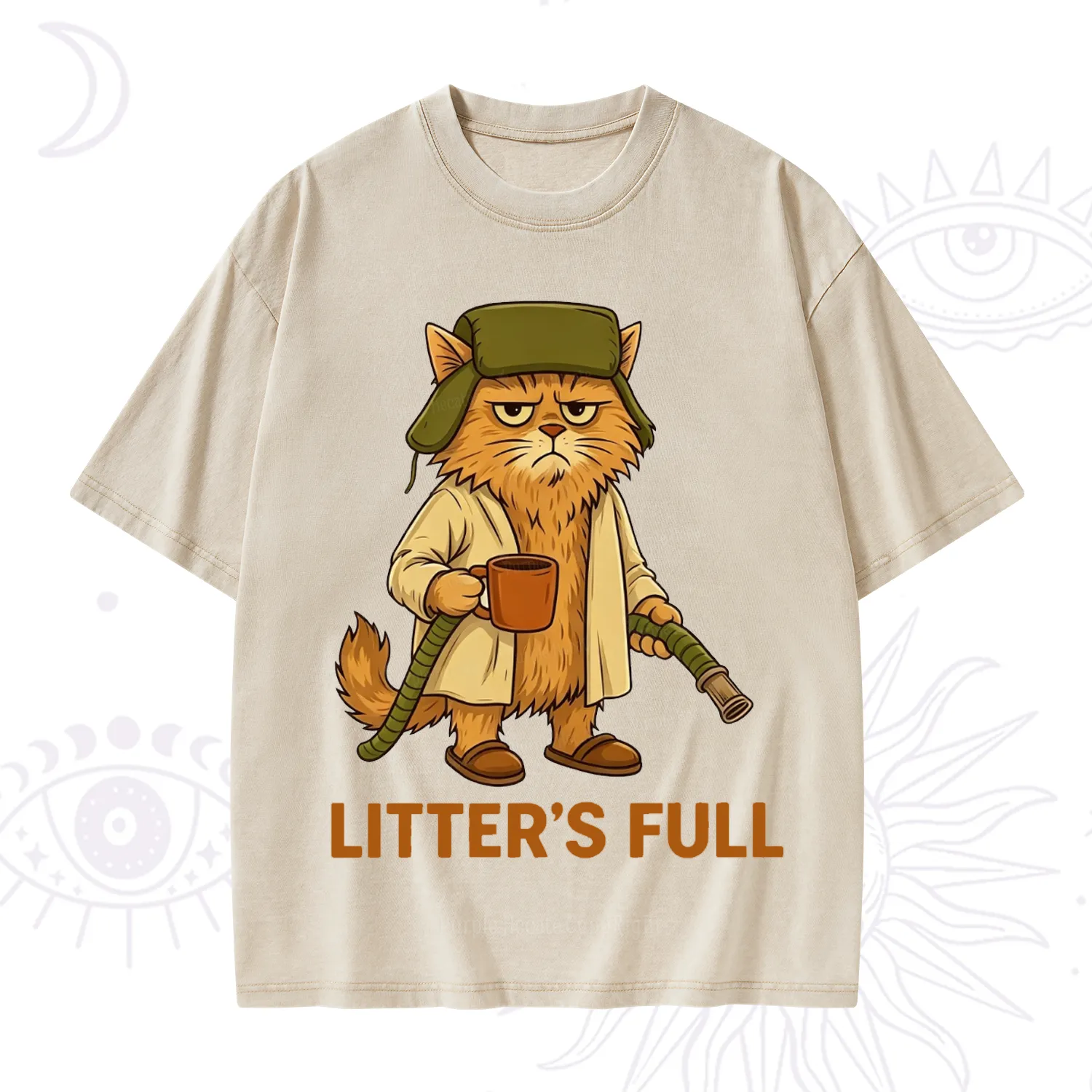 Purplehecate Litter's Full Funny Cat Washed T-Shirt