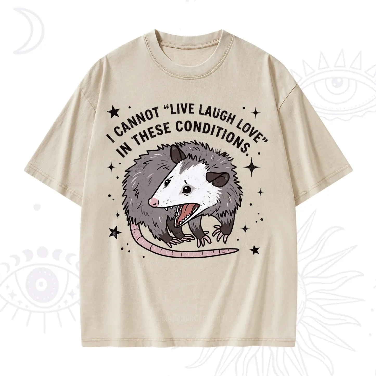 Purplehecate I Cannot Live Laugh Love Possum Washed T-Shirt