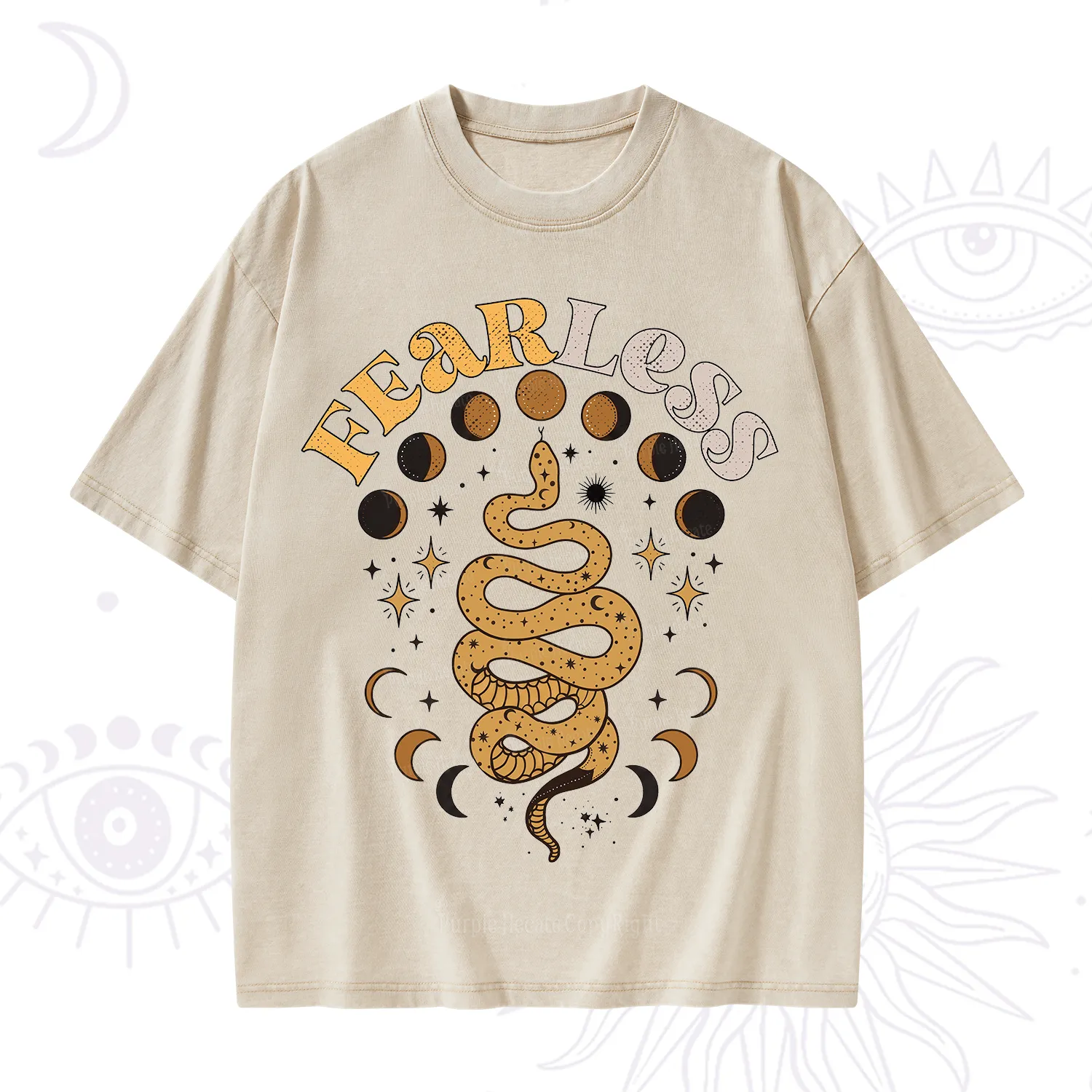 Purplehecate Fearless Serpent of the Moon Phases Washed T-Shirt