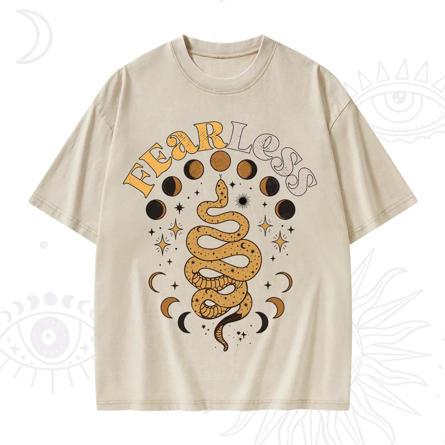 Purplehecate Fearless Serpent of the Moon Phases Washed T-Shirt