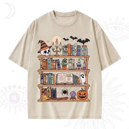 Purplehecate Halloween Library Washed T-Shirt