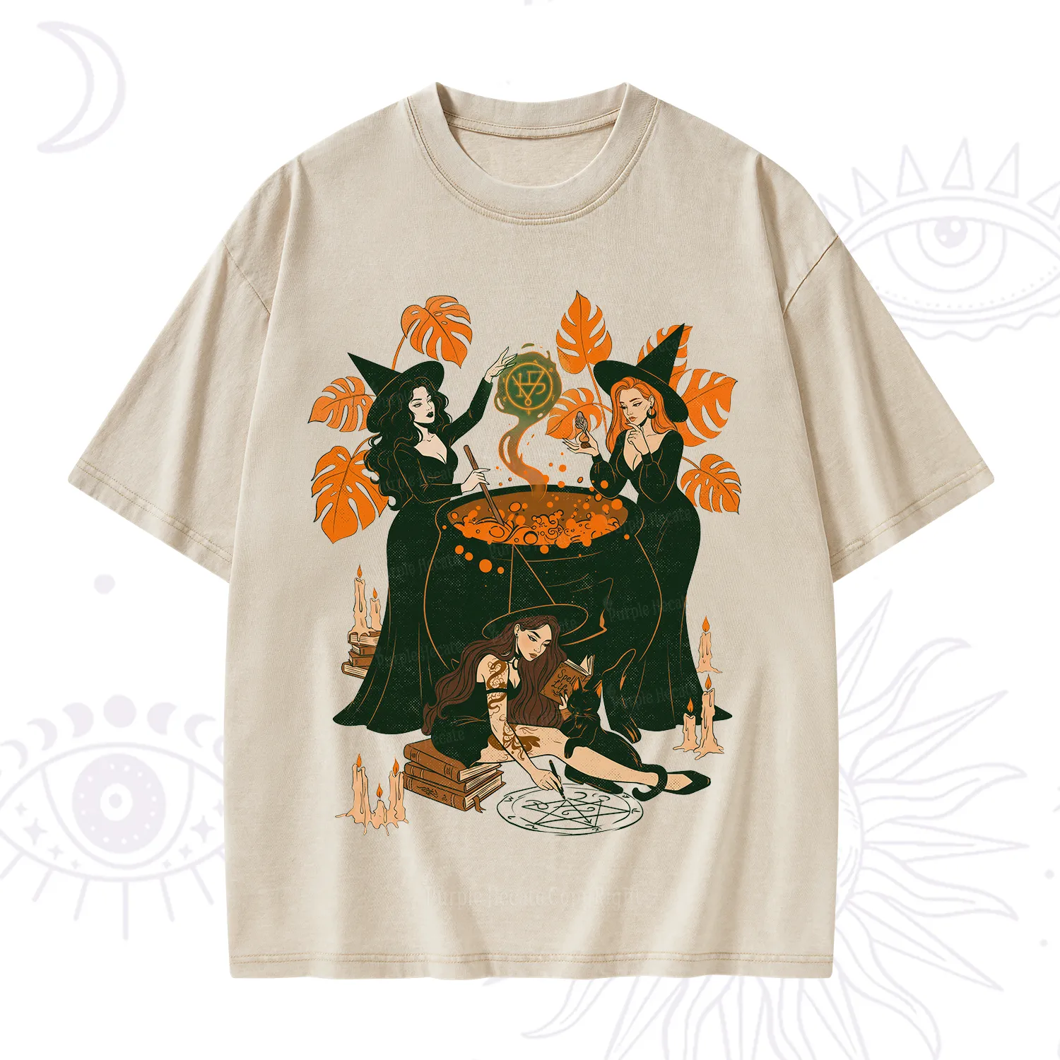 Purplehecate Midnight Potion Ritual Halloween Washed T-Shirt