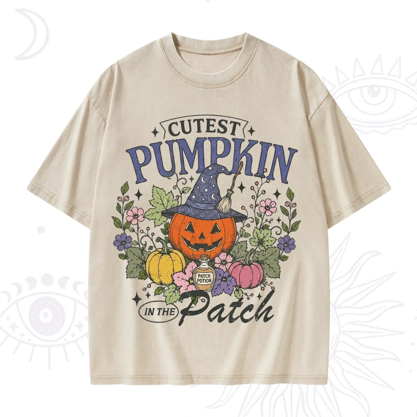 Purplehecate Cutest Pumpkin in the Patch Halloween Washed T-Shirt