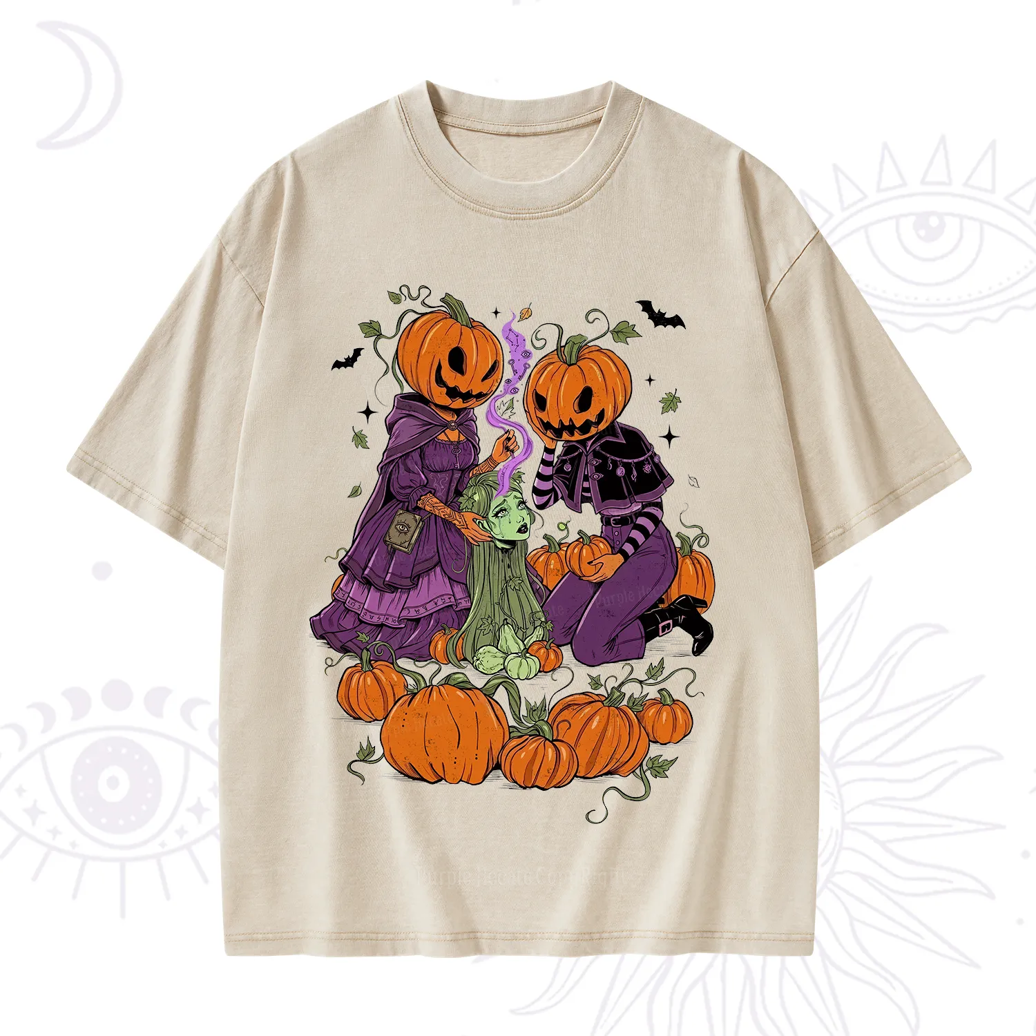 Purplehecate Spooky Witch Pumpkin Patch Washed T-Shirt