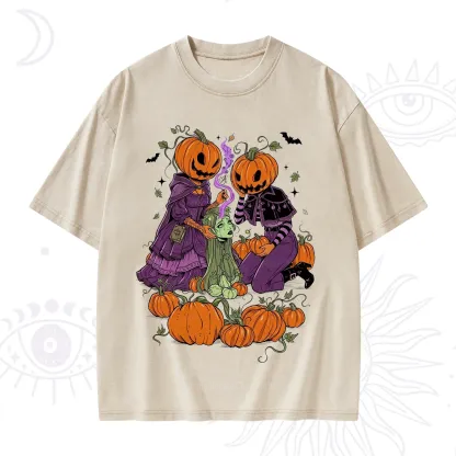 Purplehecate Spooky Witch Pumpkin Patch Washed T-Shirt