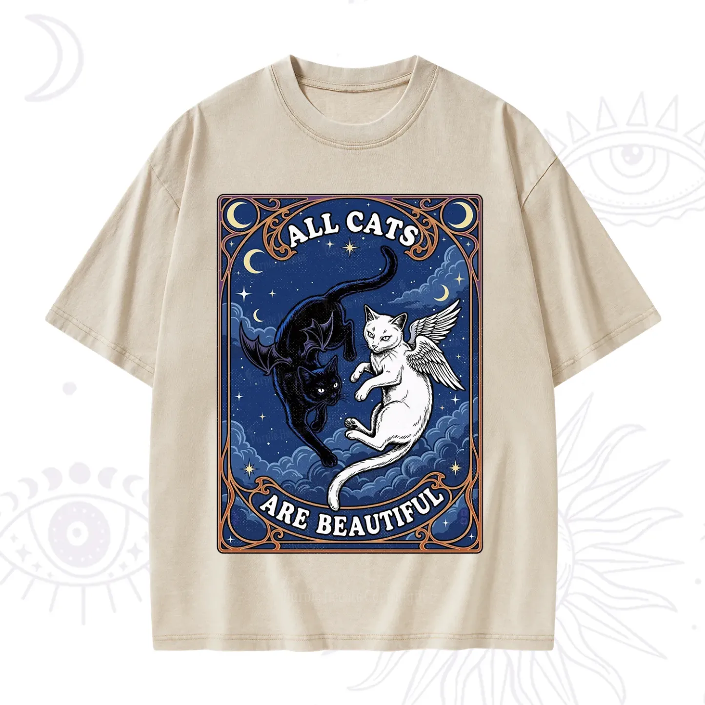 Purplehecate Angel & Devil Cat Washed T-Shirt