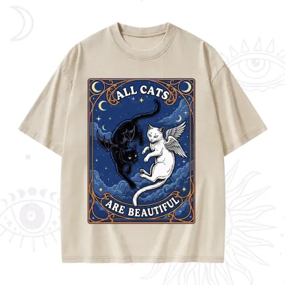 Purplehecate Angel & Devil Cat Washed T-Shirt