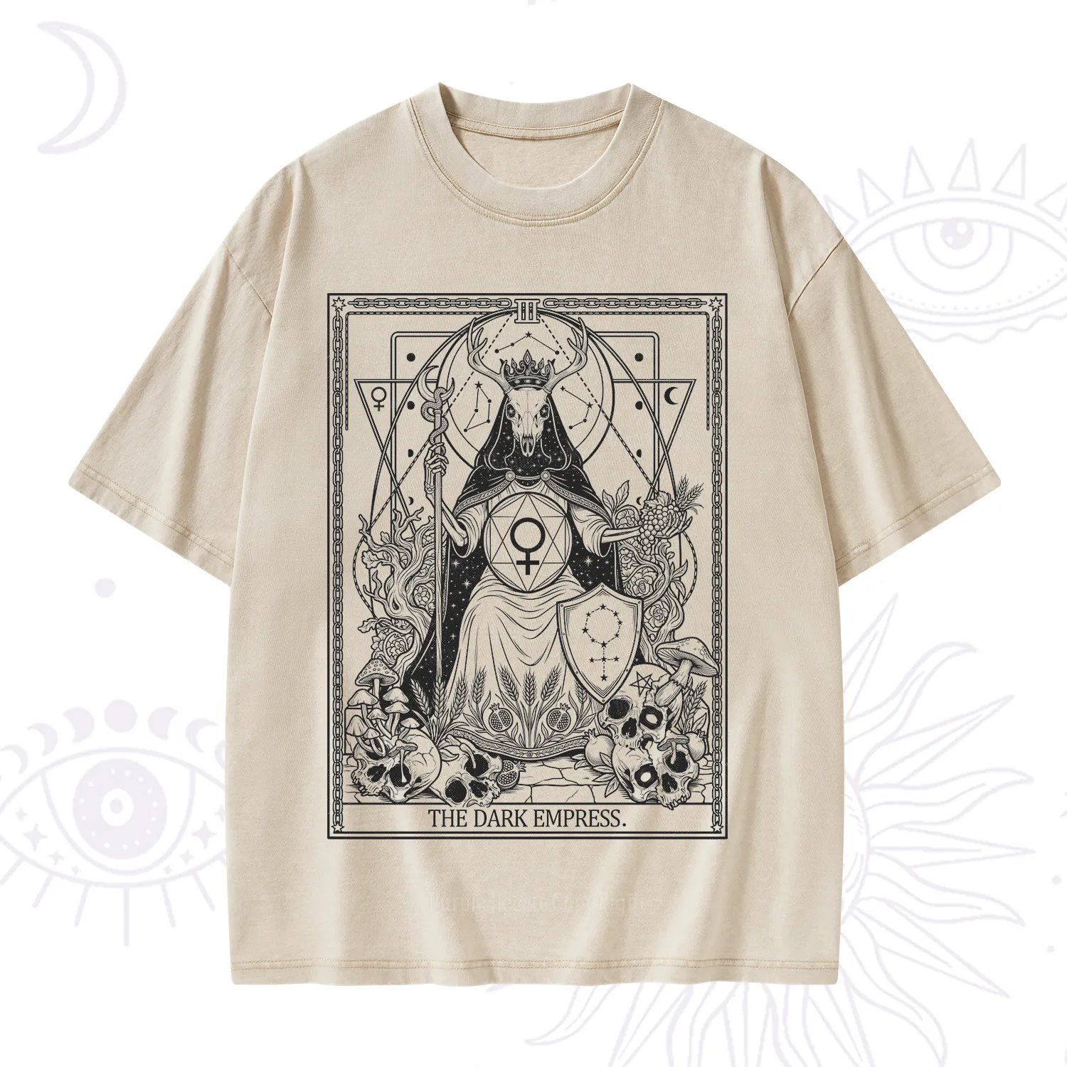 Purplehecate The Dark Empress Tarot Washed T-Shirt