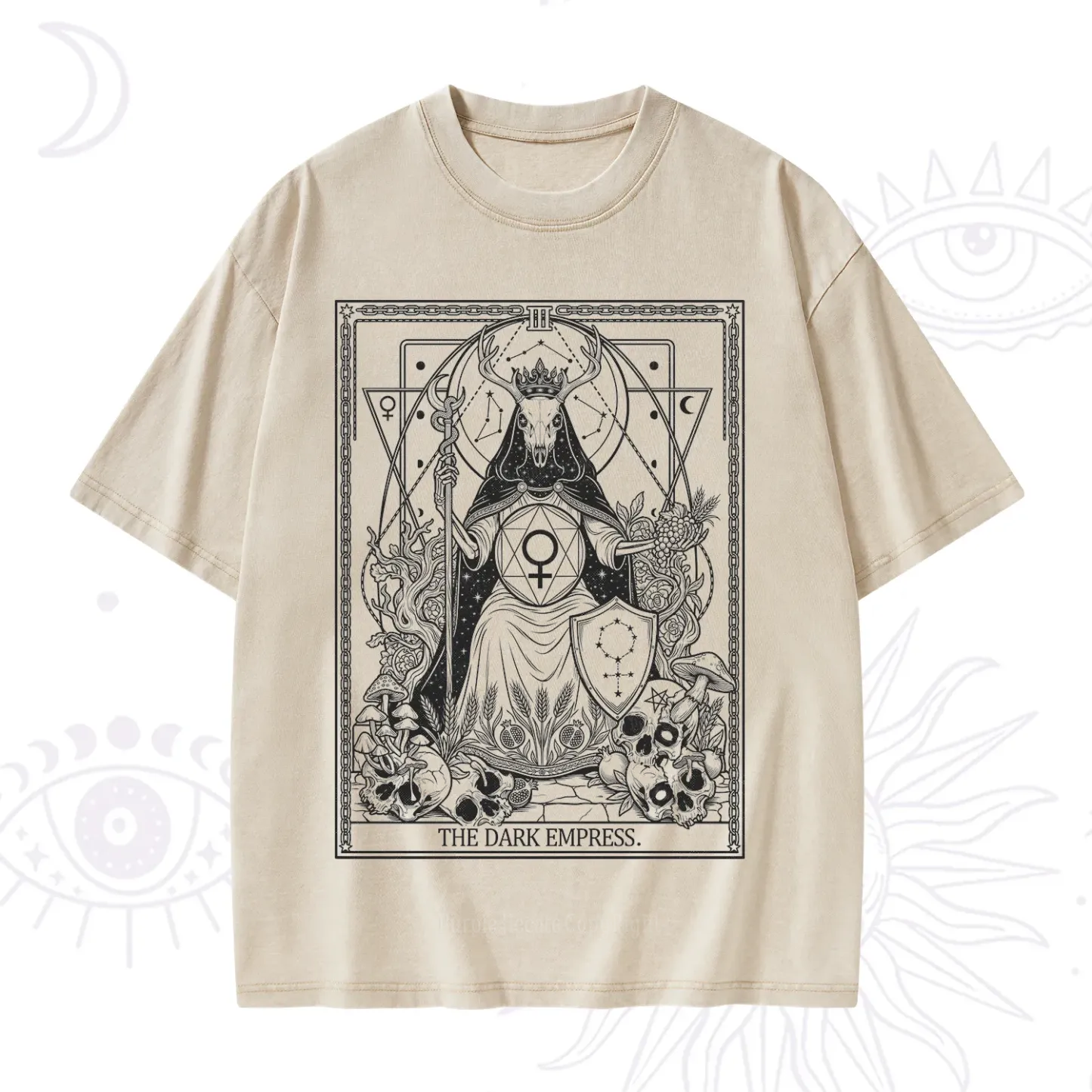 Purplehecate The Dark Empress Tarot Washed T-Shirt