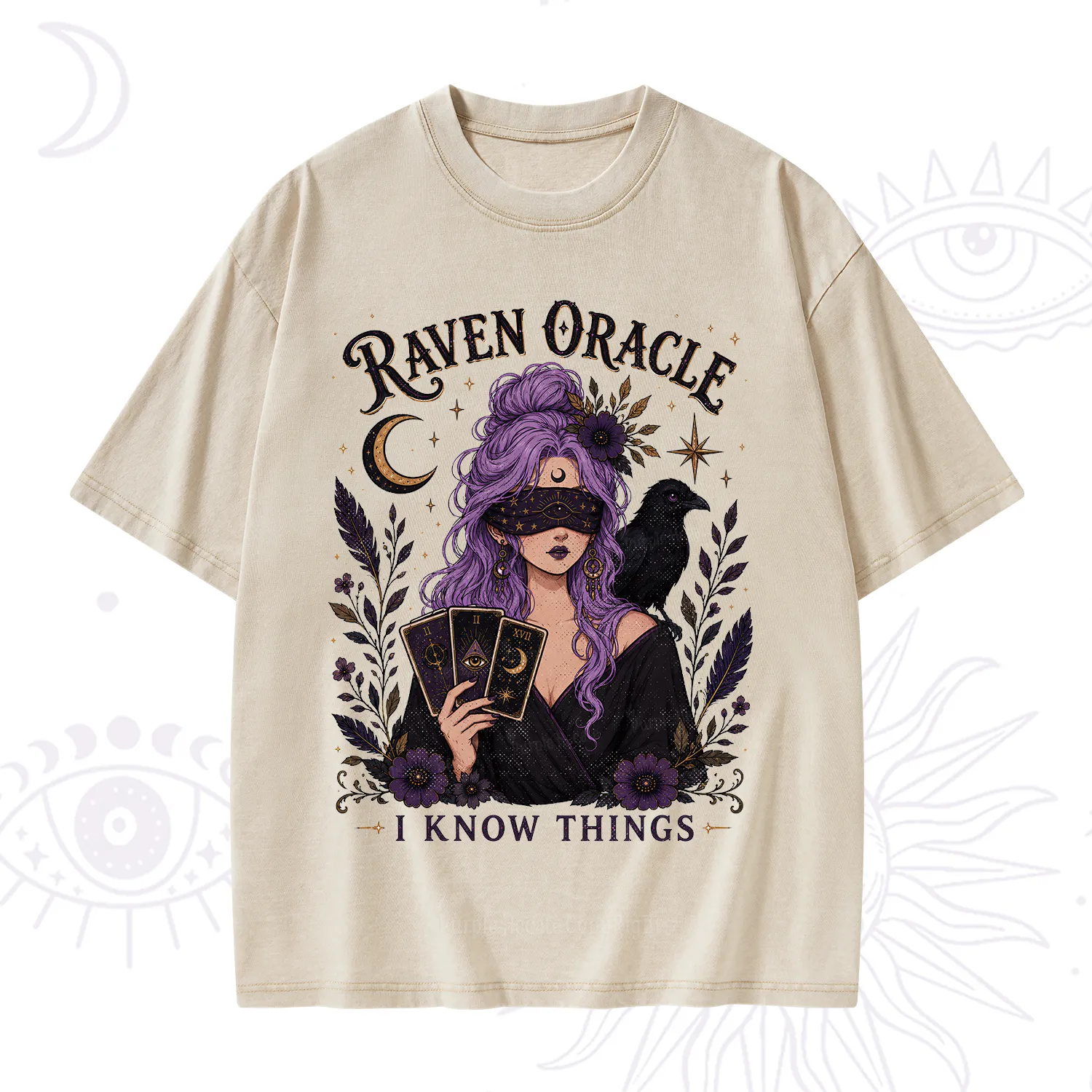 Purplehecate Raven Oracle I Know Things Witchy Washed T-Shirt