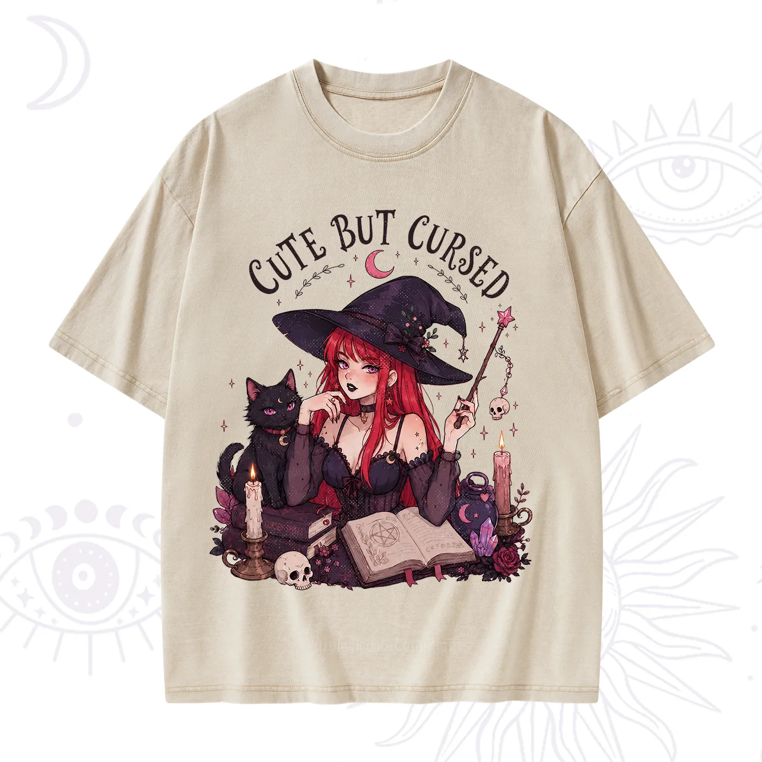 Purplehecate Cute But Cursed Witch Washed T-Shirt