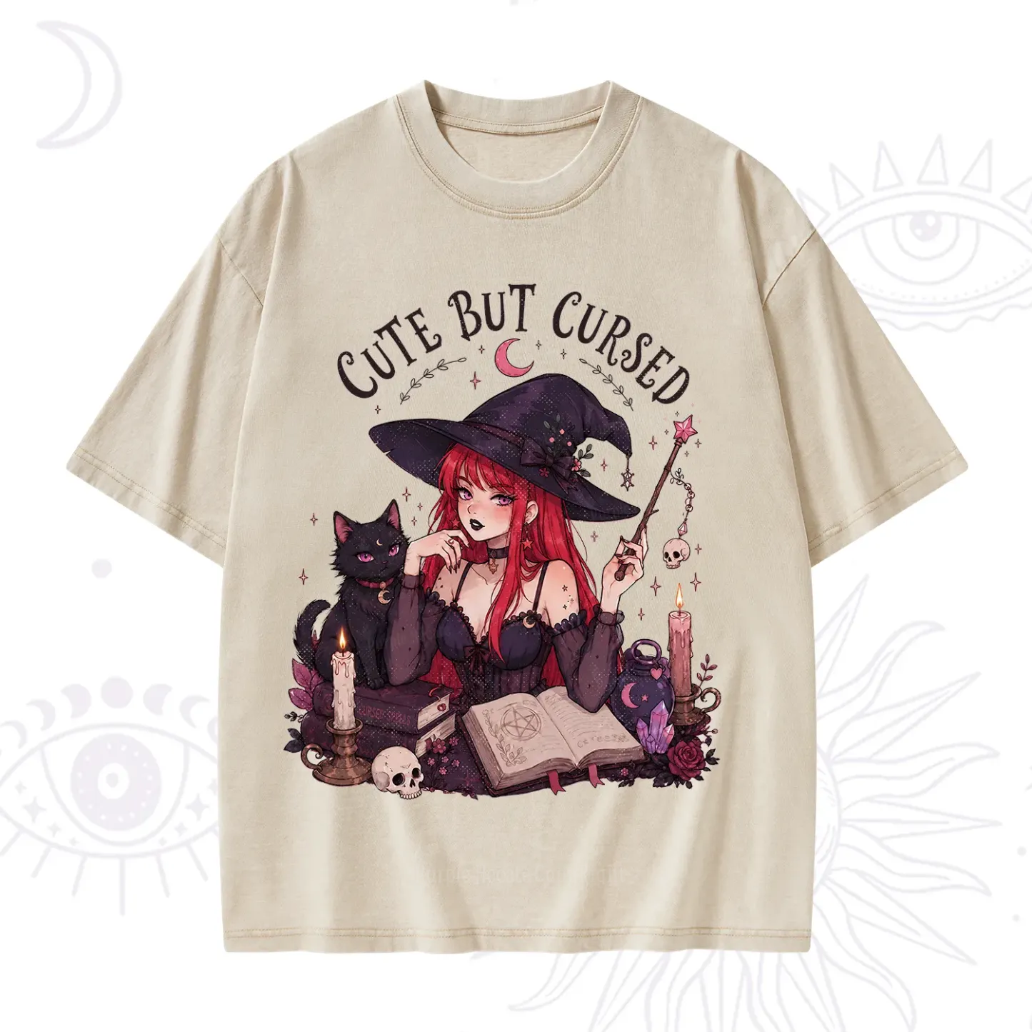 Purplehecate Cute But Cursed Witch Washed T-Shirt