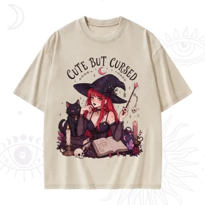 Purplehecate Cute But Cursed Witch Washed T-Shirt