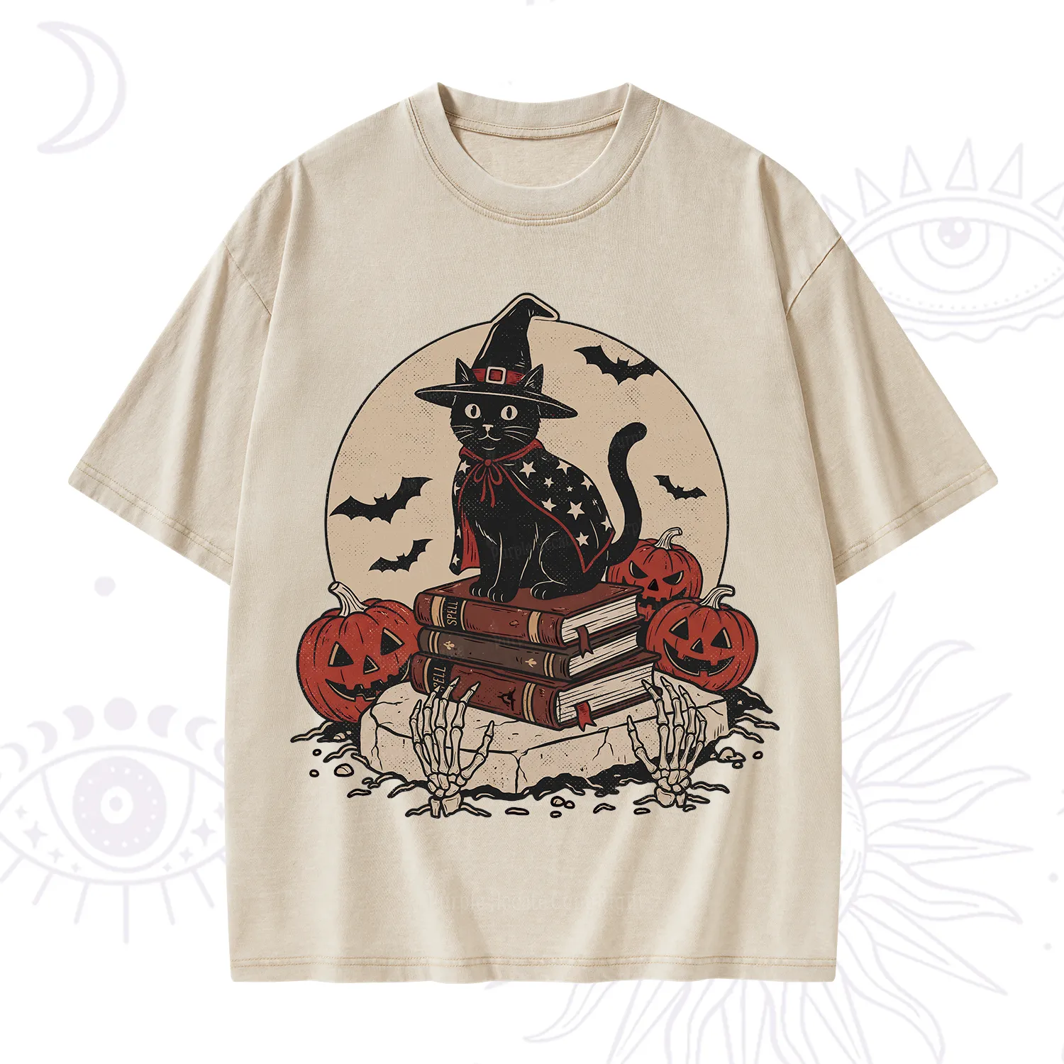 Purplehecate Witch Hat Pumpkin Washed T-Shirt