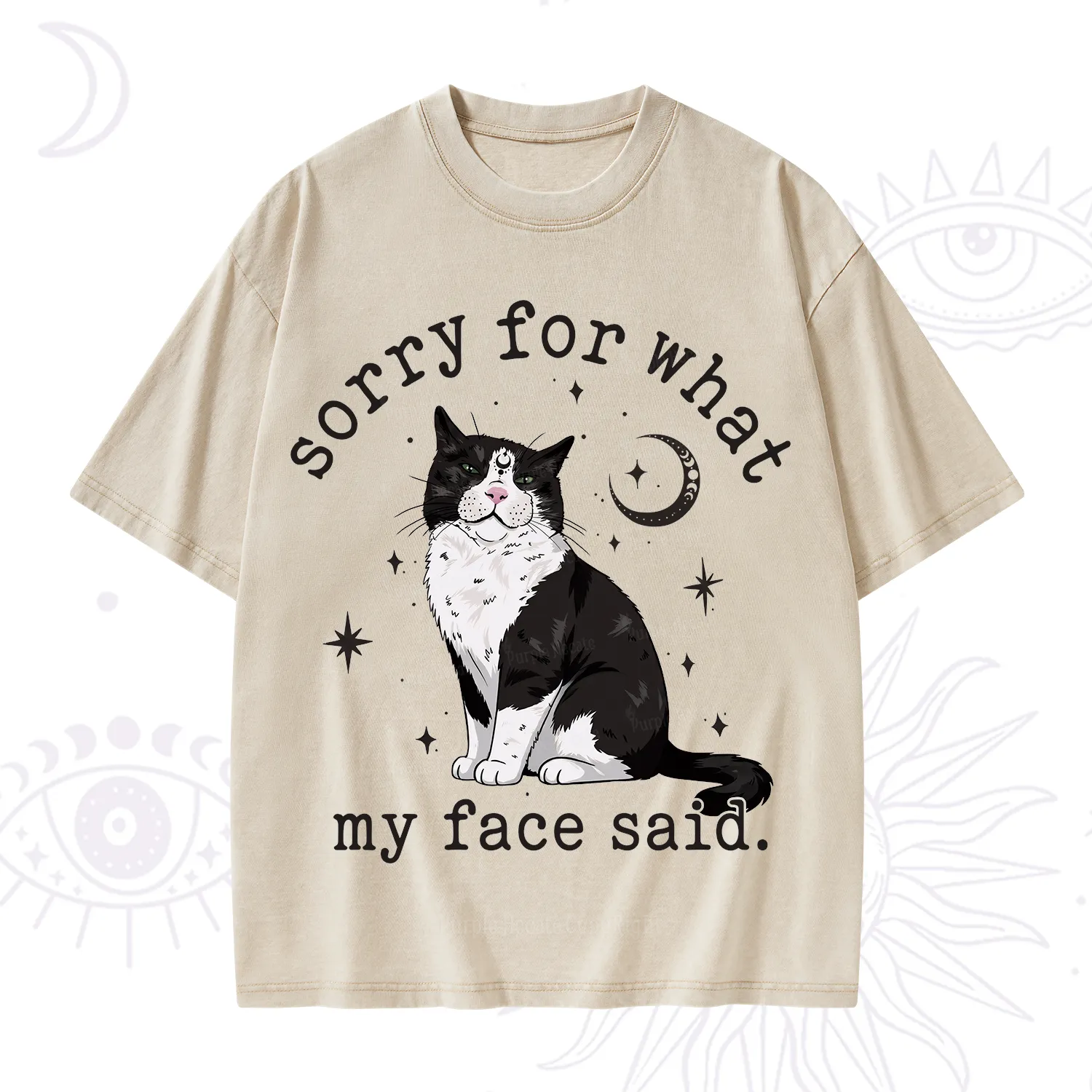 Purplehecate Sorry For What My Face Said Cat Washed T-Shirt