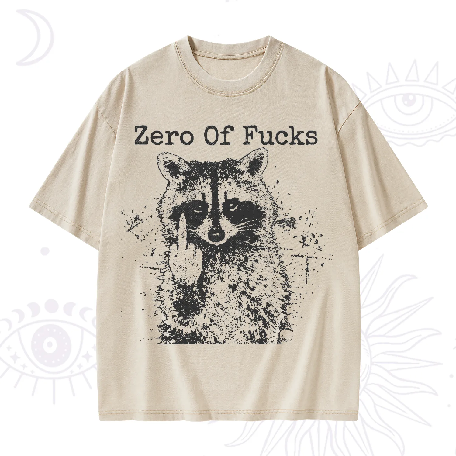 Purplehecate Zero Of Fucks Raccoon Washed T-Shirt