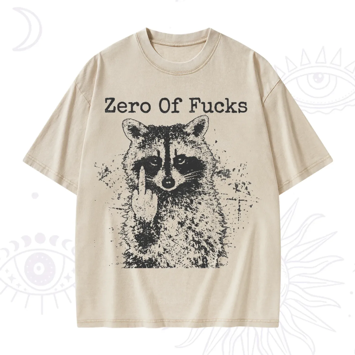 Purplehecate Zero Of Fucks Raccoon Washed T-Shirt