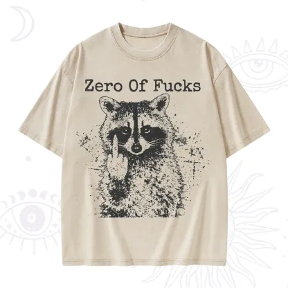 Purplehecate Zero Of Fucks Raccoon Washed T-Shirt