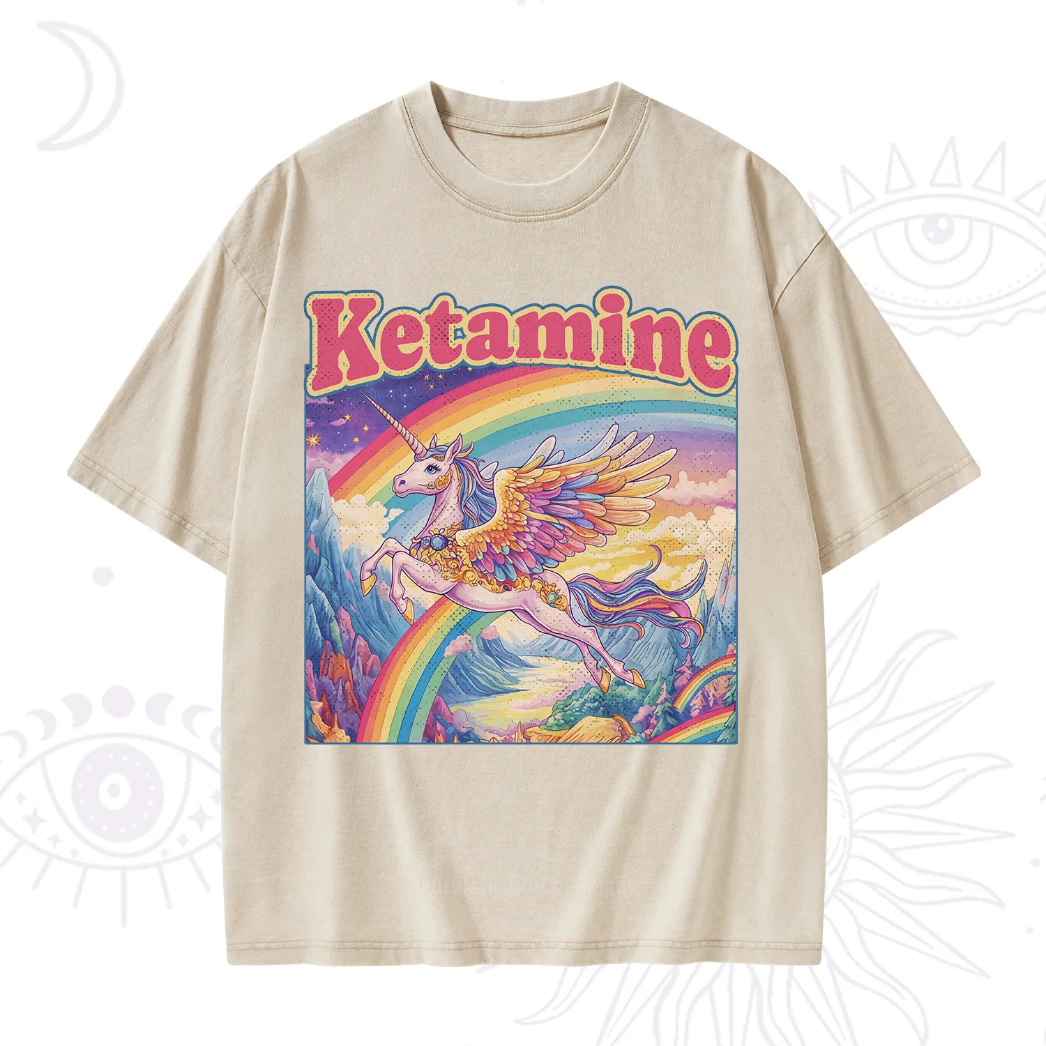 Purplehecate Ketamine Rainbow Unicorn Washed T-Shirt