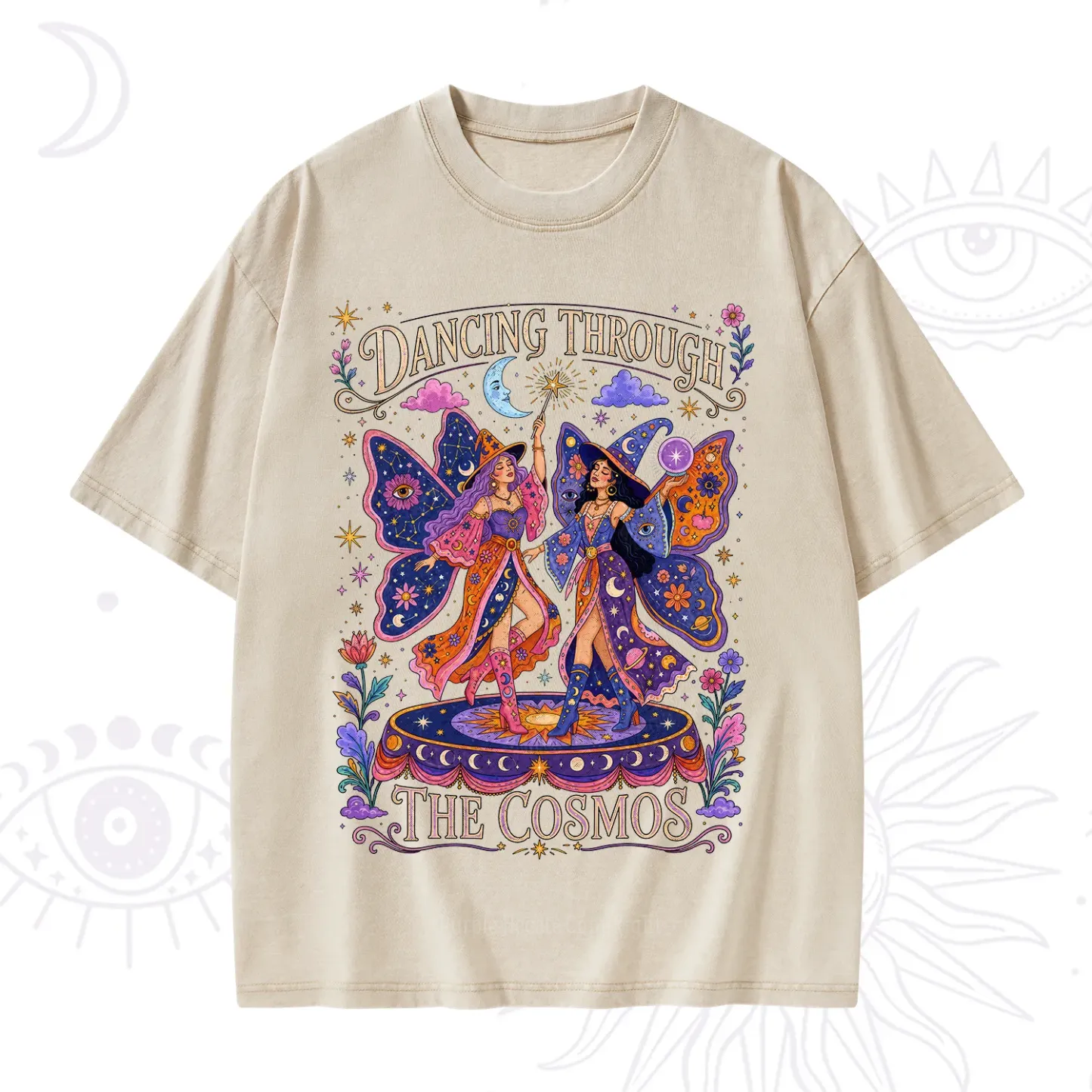 Purplehecate Dancing Through the Cosmos Washed T-Shirt