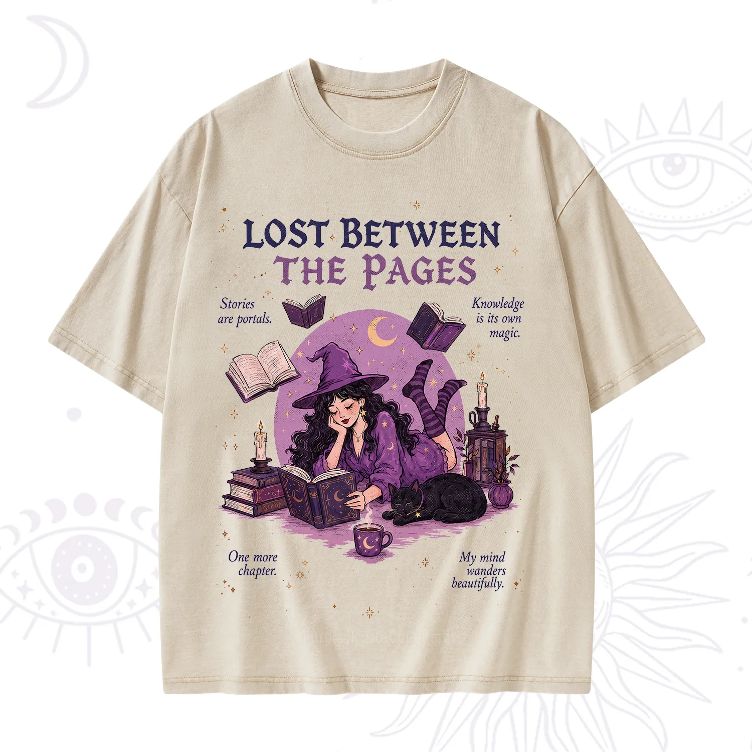Purplehecate Lost Between the Pages Washed T-Shirt