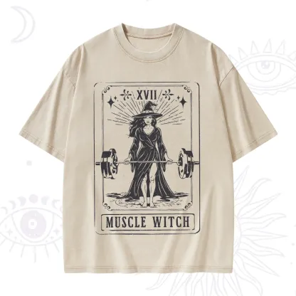 Purplehecate The Muscle With Tarot Washed T-Shirt