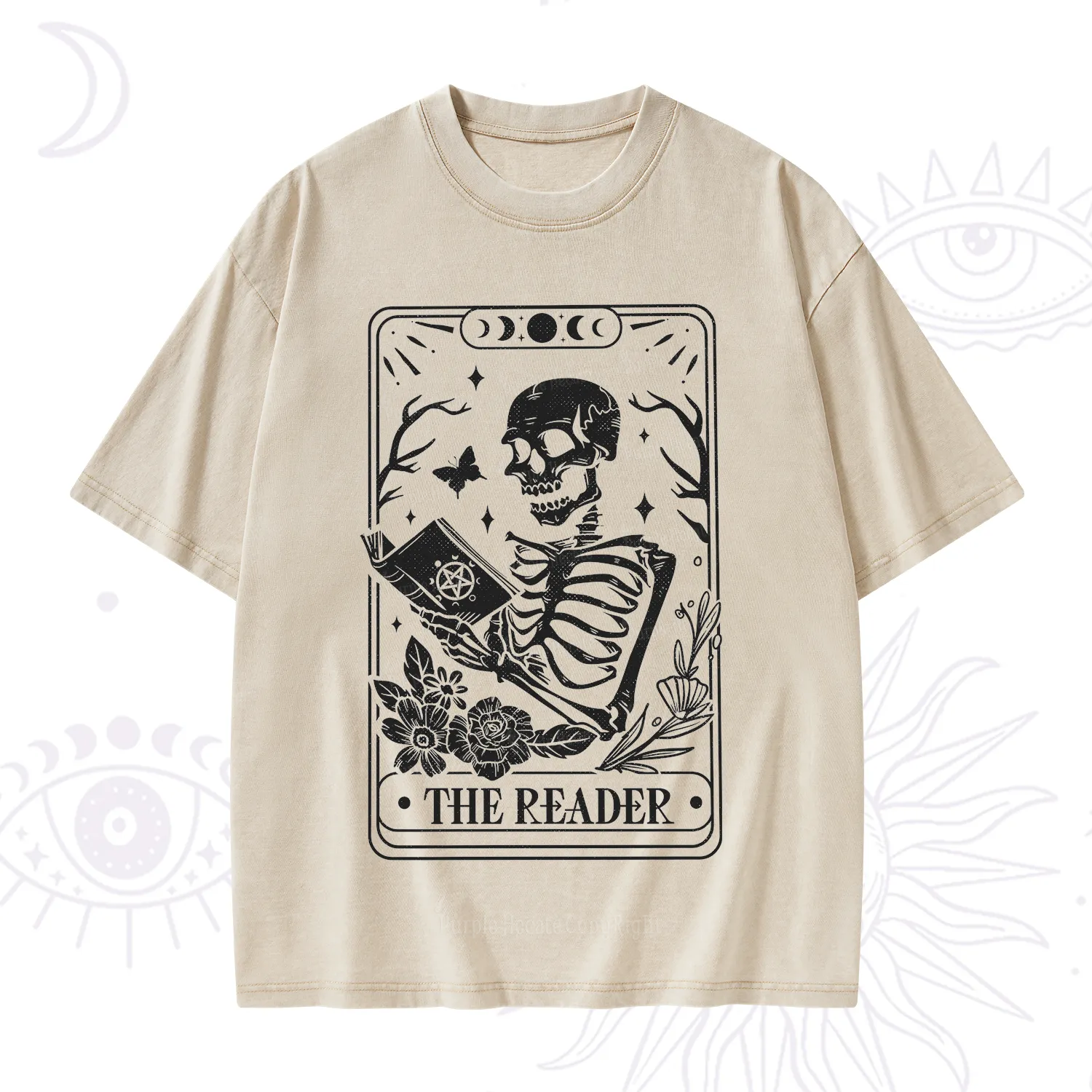 Purplehecate The Reader Tarot Card Washed T-Shirt