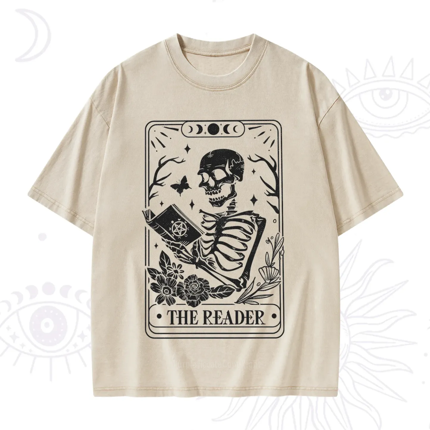 Purplehecate The Reader Tarot Card Washed T-Shirt