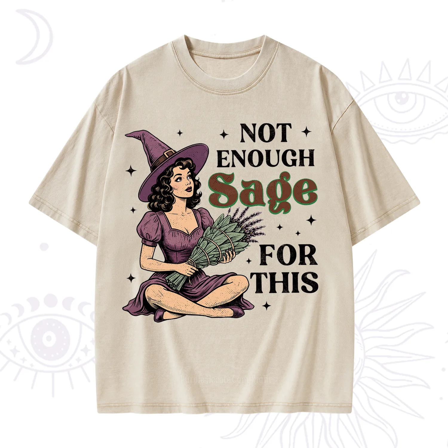 Purplehecate Not Enough Sage Witchcore Spiritual Washed T-Shirt