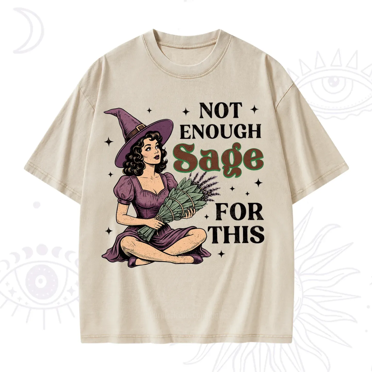 Purplehecate Not Enough Sage Witchcore Spiritual Washed T-Shirt