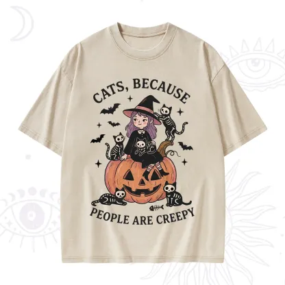 Purplehecate Cats Because People Are Creepy Washed T-Shirt