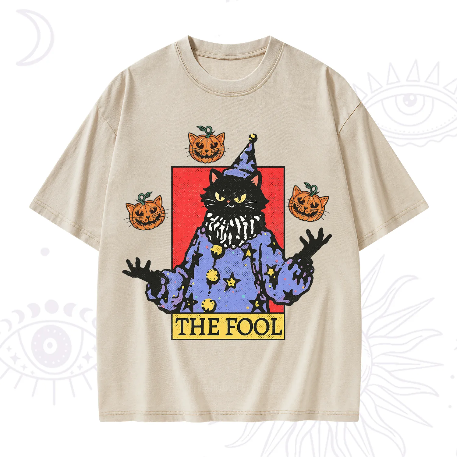 Purplehecate Spooky Fool Black Cat Washed T-Shirt
