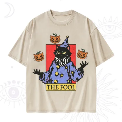 Purplehecate Spooky Fool Black Cat Washed T-Shirt