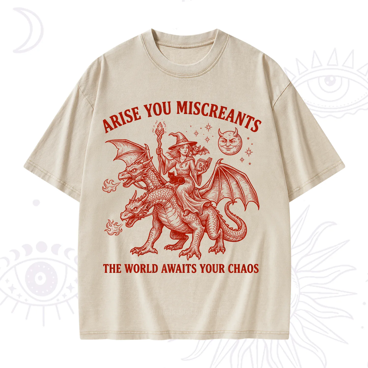 Purplehecate Arise You Miscreants Chaos Rider Witch Washed T-Shirt