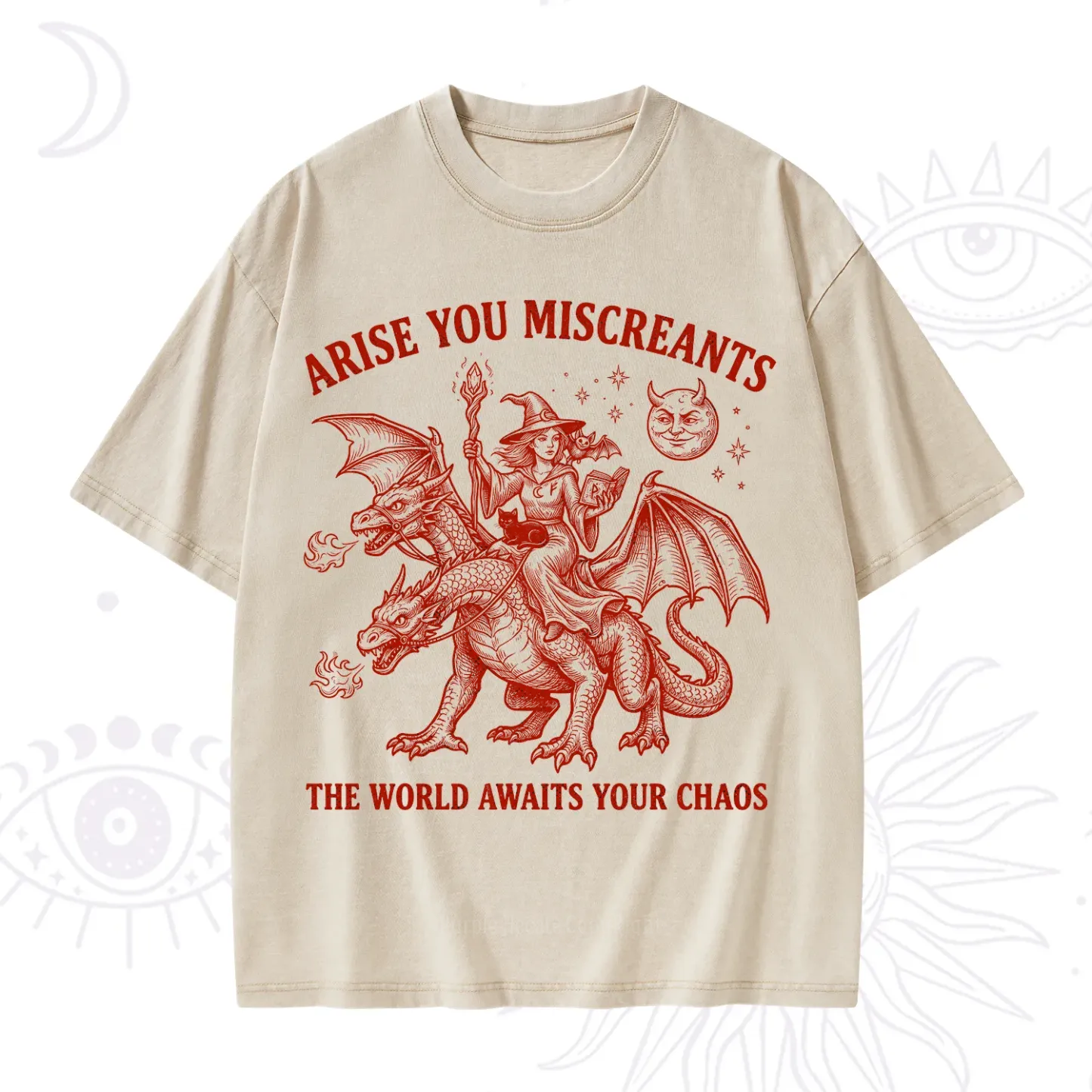 Purplehecate Arise You Miscreants Chaos Rider Witch Washed T-Shirt