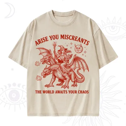 Purplehecate Arise You Miscreants Chaos Rider Witch Washed T-Shirt