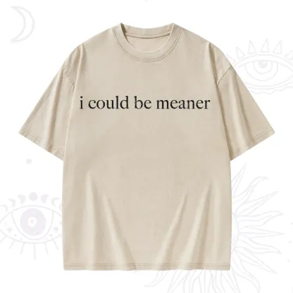Purplehecate I Could Be Meaner Funny Sarcastic Washed T-Shirt