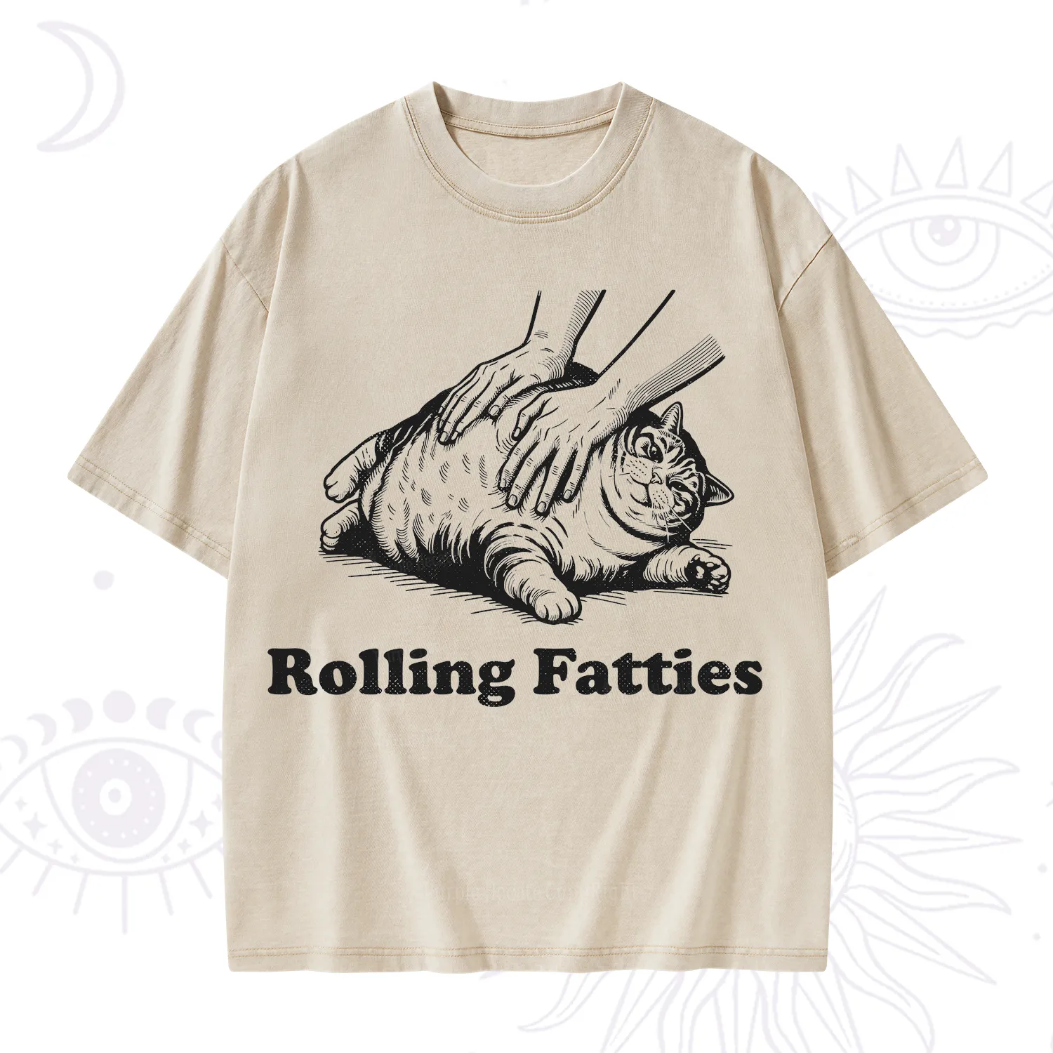 Purplehecate Rolling Fatties Cat Washed T-Shirt