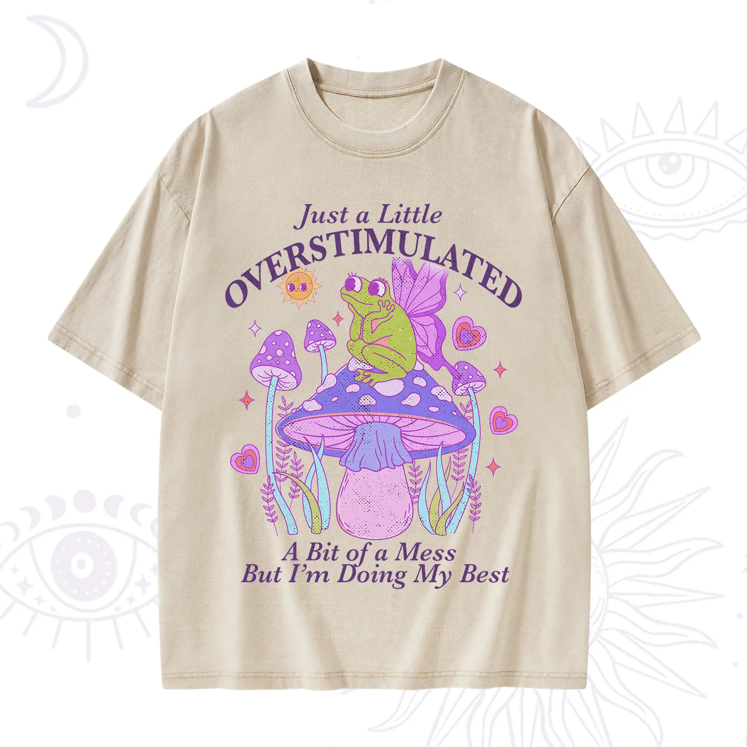 Purplehecate Just a Little Overstimulated Frog Washed T-Shirt