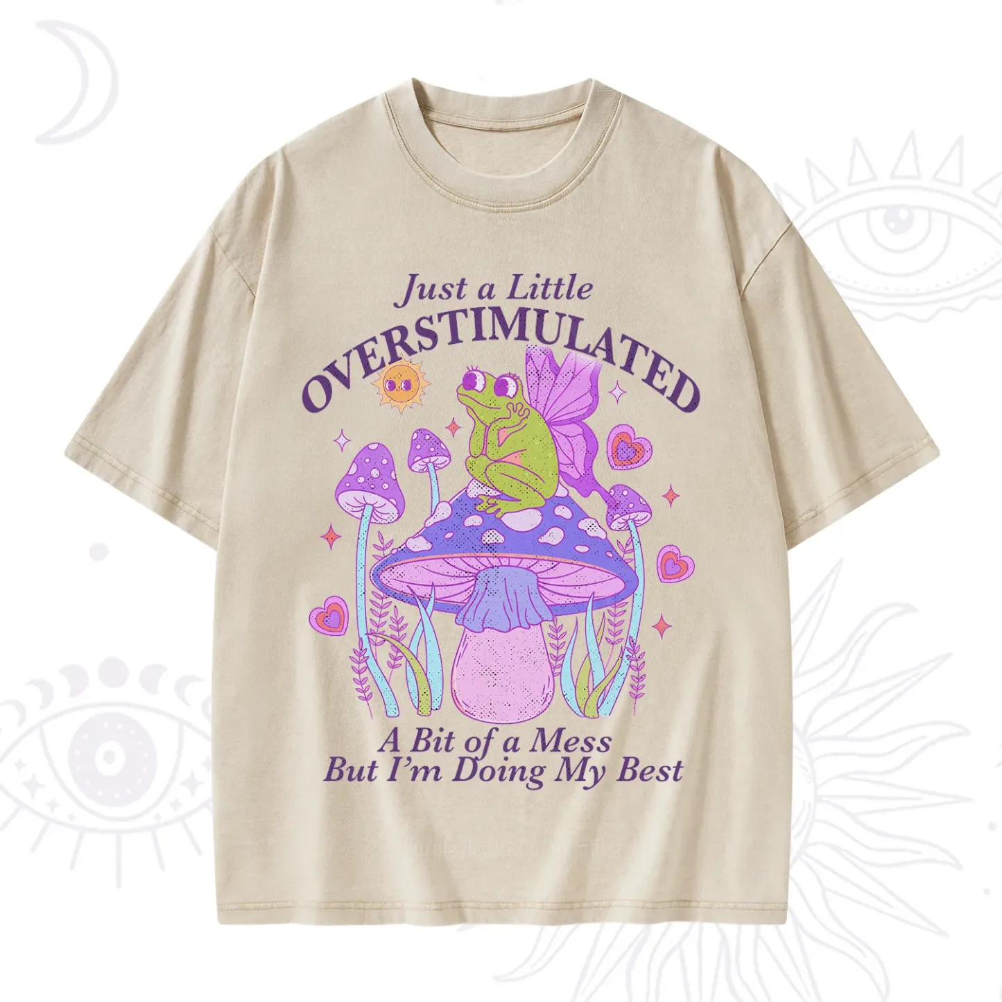 Purplehecate Just a Little Overstimulated Frog Washed T-Shirt