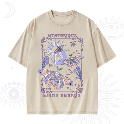 Purplehecate Mysterious Night Energy Moth Washed T-Shirt