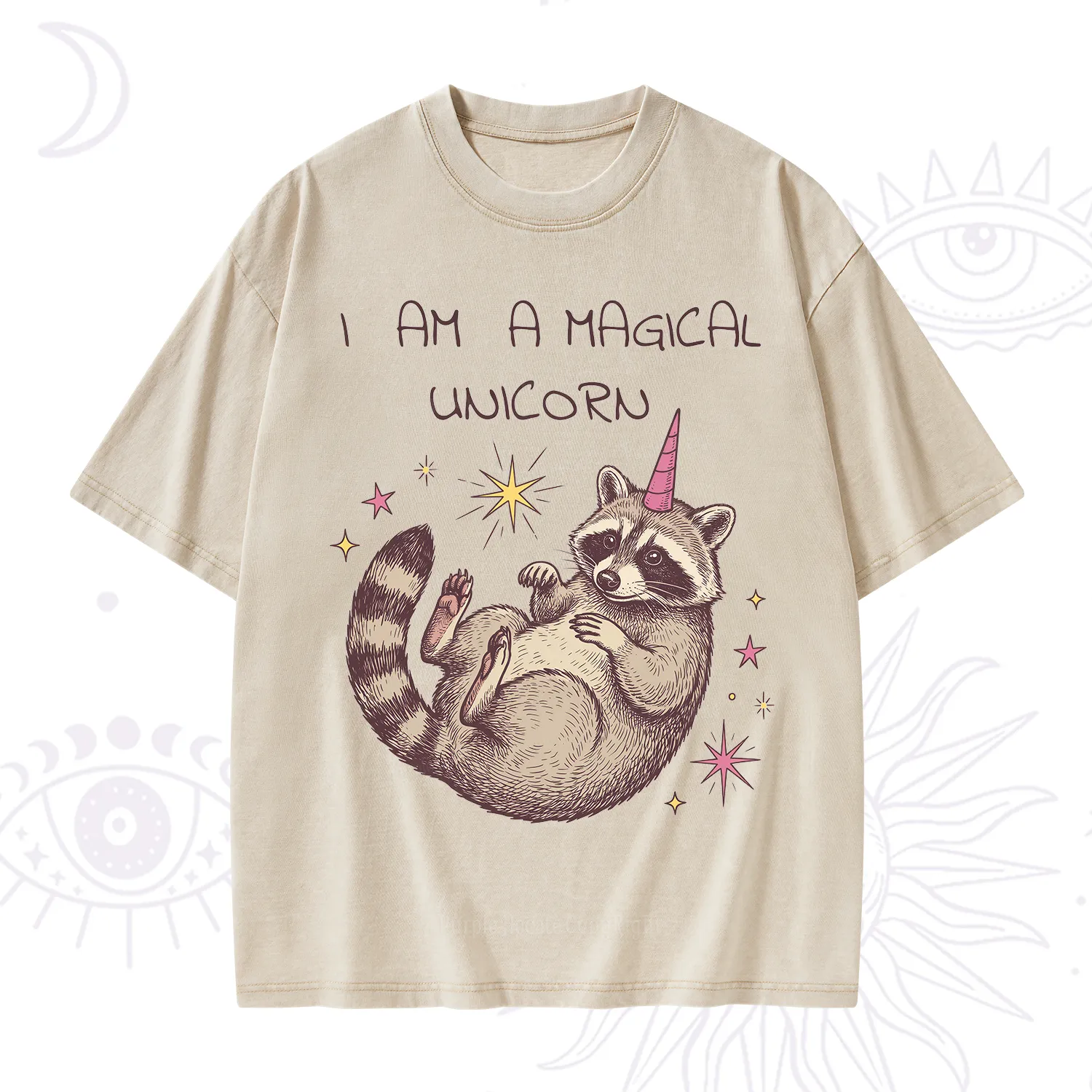 Purplehecate I Am A Magical Unicorn Raccoon Washed T-Shirt